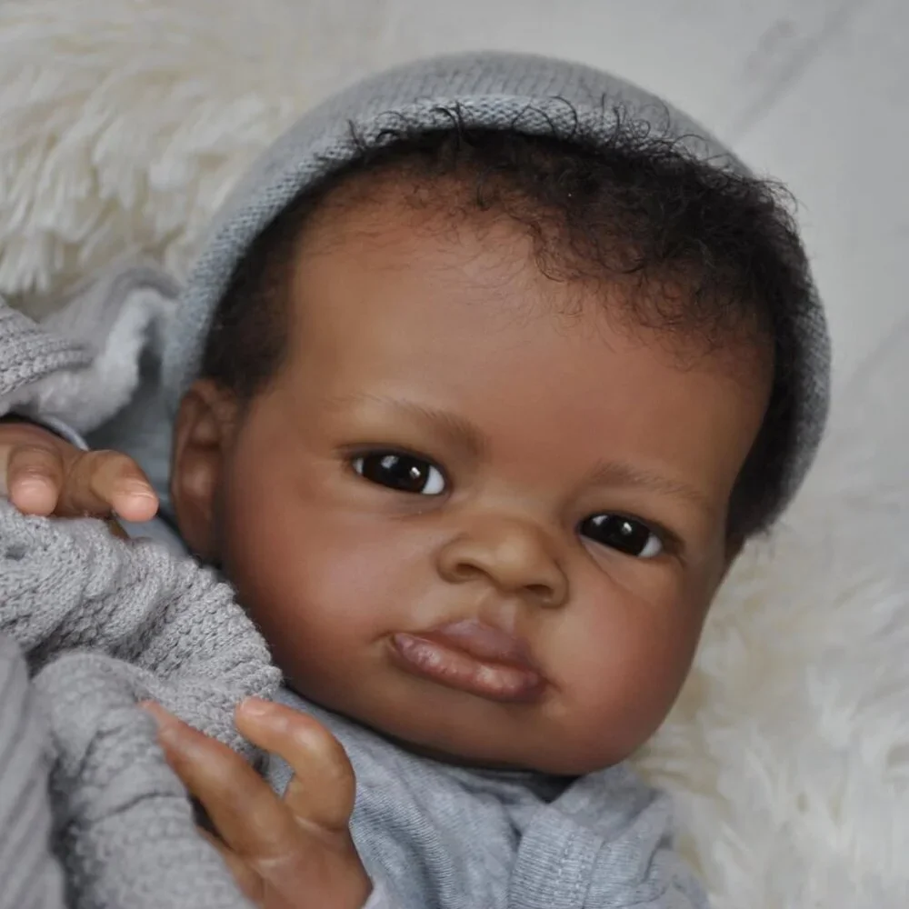 🆕20Inch African American Newborn Boy Doll Weighted Soft Cloth Body Black Boy